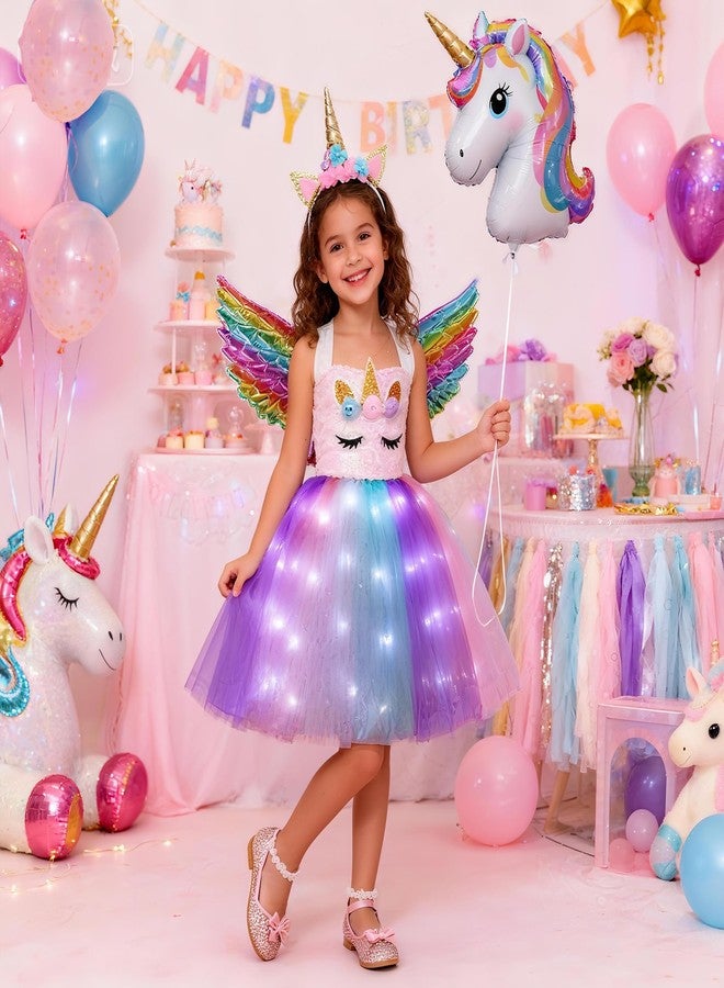 Davsolly Unicorn Costume for Girls Led Light Up Unicorn Princess Tutu Outfit for Halloween Dress Up Birthday Christmas Gifts - Image 2